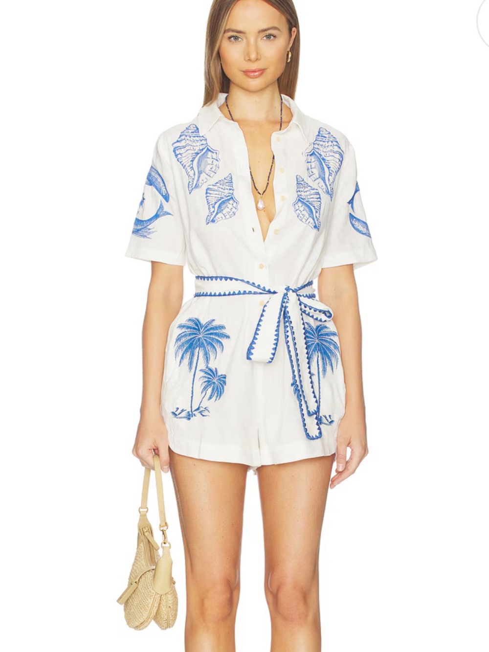 Farm Rio Romper in Brasil Vintage Off-white